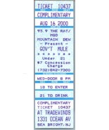 Gov&#39;t Mule Untorn Concert Ticket Stub August 16 2000 Sea Bright New Jersey - £19.41 GBP
