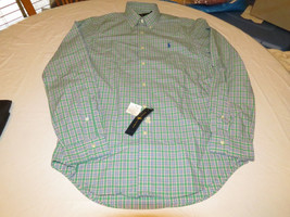 Mens Polo Ralph Lauren S long sleeve Shirt 710539176003 Poplin3 green plaid NEW - £32.38 GBP