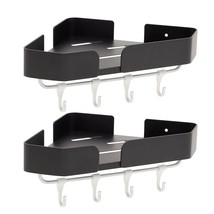 2X Bathroom Corner Shelves With Hooks, Wall Mounted Shower Caddy Organiz... - £34.39 GBP