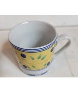 Vintage Fine Master Porcelain Coffee Mug Tea Cup Yellow Blue White VTG - £19.26 GBP
