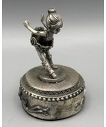 Vtg Pewter Ballerina Trinket Box Velvet Lined Interior Tooth Fairy - $226.65 MXN