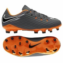 Nike Youth JR Hypervenom Phantom 3 Academy FG Soccer Cleats Grey Orange Size 5 - £54.75 GBP
