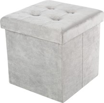 Lavish Home, Gray Velvet Tufted Storage Ottoman. - $43.97