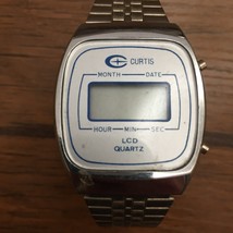 Curtis LCD Quartz silver Watch Vintage Antique Silver Tone Digital Not R... - £12.69 GBP