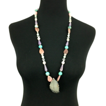 JULIA ETSITTY Navajo stone bead necklace - 31.5&quot; turquoise sterling silver leaf - £157.52 GBP