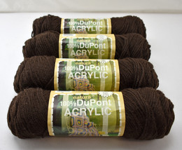 Natura Worsted Weight 100% DuPont Acrylic Yarn - 4 Skeins Dk. Brown #606 - £15.19 GBP
