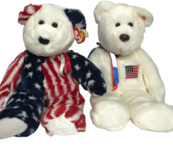 TY Beanie Baby Buddies 15&quot; Patriotic Spangle And LibertyBear 1999 2000 Retired - £27.96 GBP