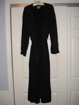 Vintage Saks Fifth Avenue Black Full Length Silk Robe Size Medium w/Belt - £54.75 GBP