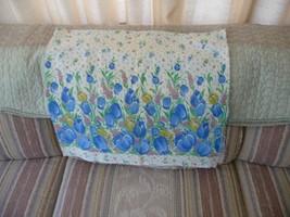 Vintage Feed Sack cotton fabric double border blue tulips - €17,79 EUR