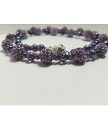 Purple Glass and Lavender Glass Rhinestone Beaded Necklace - £37.24 GBP