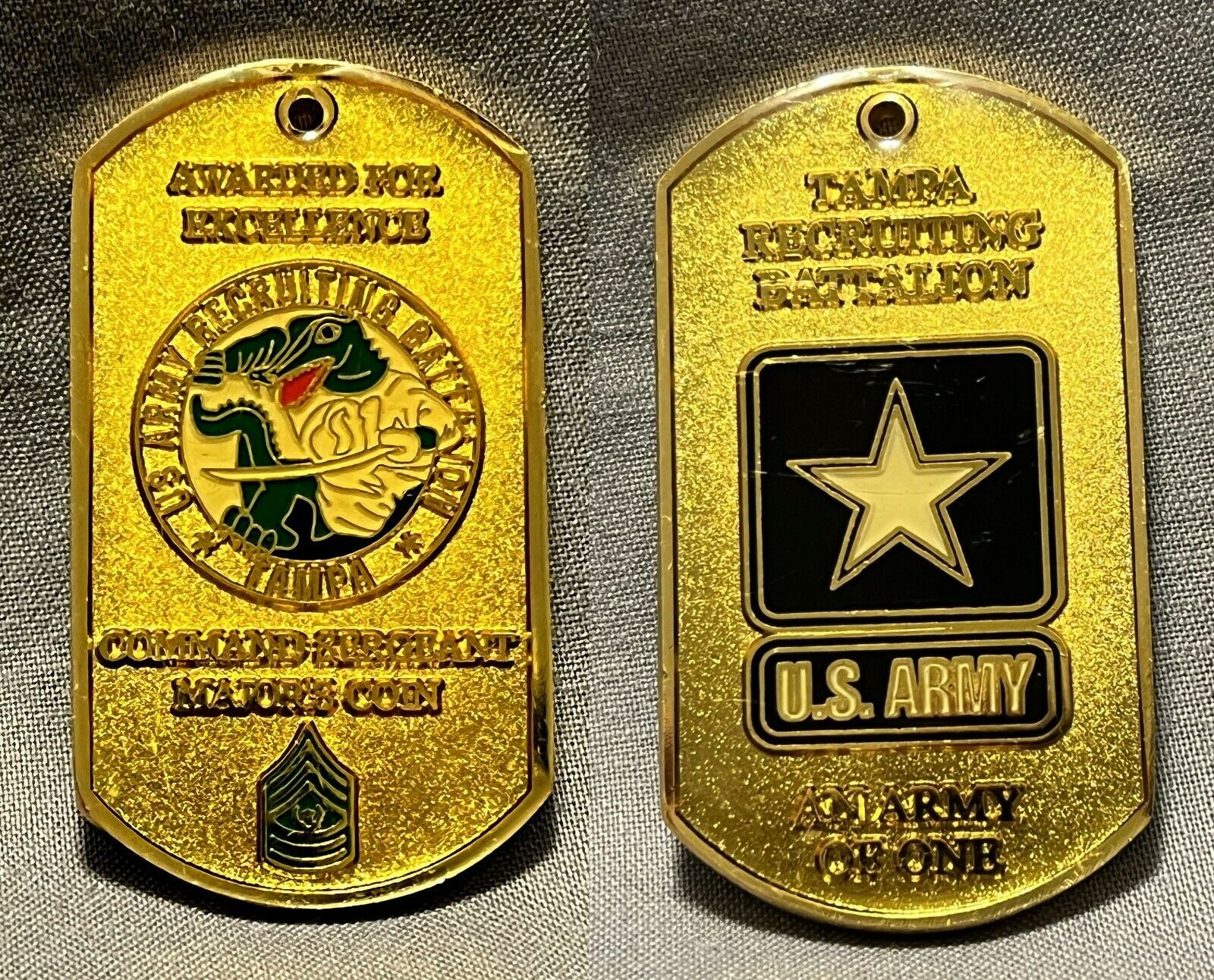 Neat Gold Dog Tag Style Tampa ALLIGATOR! Recruiting Battalion - $21.77