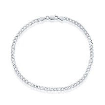 Sterling Silver 3.5mm Cuban Anklet - Rhodium Plated - £34.16 GBP