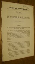 1849 STATE OF NY ASSEMBLY REPORT WATERLOO SENECA LAKE DAM ENOCH CHAMBERL... - £7.78 GBP