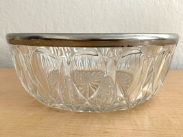 Vintage 9&quot; Crystal Bowl with Metal Rim Marked M - £12.40 GBP