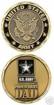 Proud Army Dad Black Gold Color Challenge Coin - £27.57 GBP