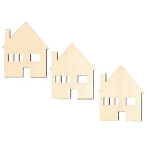 3 Houses Unfinished Wooden Shapes Craft Cutouts DIY Unpainted 3D Plaques 4 - $27.54
