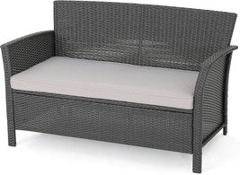 Grey/Light Gray Christopher Knight Home Louisa Outdoor Wicker Loveseat In - £147.20 GBP