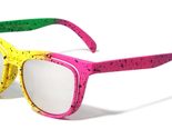 Neon Splatter Flip Up Classic Square Retro Sunglasses (Green, Yellow &amp; P... - $8.77+