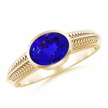 ANGARA Vintage Inspired Bezel-Set Oval Tanzanite Ring with Grooves - £1,178.34 GBP