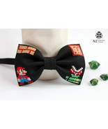 Cross Stitch Super Mario Bow Tie For Boys, Embroidered Bow Ties For Men - $26.00