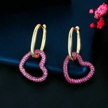 2Ct Simulated Ruby Open Heart Drop/Dangle Earring 14K Yellow Gold Plated Silver - £77.86 GBP