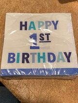 1 Pack Carters Boy's Happy 1st Birthday 20 3-Ply Napkins 9.875" X 9.875"... - $9.99