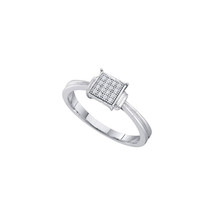 An item in the Jewelry & Watches category: 10k White Gold Womens Round Diamond Square Cluster Ring 1/20 Cttw