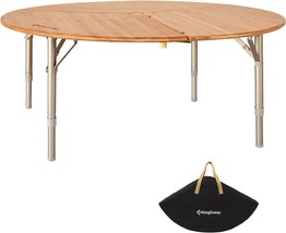 Kingcamp Bamboo Round Folding Table Camping Table For Teepee Bell Tent 3 Fold - $311.92