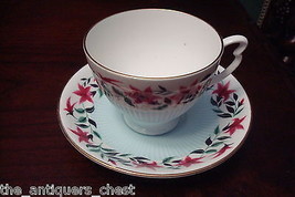 Colclough England  floral, light blue flutted body &amp; gold rim cup/saucer... - $46.52