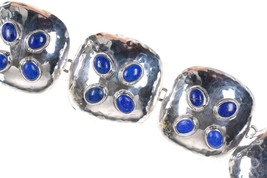 7.25&quot; Sterling/lapis Mexican sterling link bracelet - £111.44 GBP