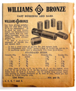 1917 Williams Bronze Cast Bushings Advertisement Chas Miller Automobilia... - $19.99