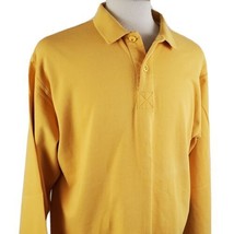Vintage Levi&#39;s Sport Long Sleeve Polo Shirt XL Two Button Yellow Gold Co... - £14.94 GBP