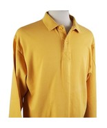Vintage Levi&#39;s Sport Long Sleeve Polo Shirt XL Two Button Yellow Gold Co... - £15.16 GBP