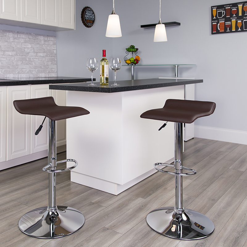 Brown Vinyl Barstool DS-801-CONT-BRN-GG