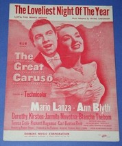Mario Lanza Ann Blyth Sheet Music 1951 Loveliest Night Of The Year Great Caruso* - £11.77 GBP