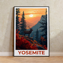 Yosemite Travel Poster, Deer Wall Art, Deer Print, Yosemite Poster, Deer Poster, - £14.38 GBP+