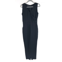 Metaphor Womens Jumpsuit Faux Wrap Sleeveless V Neck Pockets Black Size M - £11.32 GBP