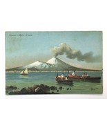 Mount Vesuvius Volcano Snow Italy Napoli Vesuvio Artist Signed c1910 Pos... - £9.44 GBP