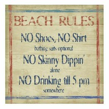Beach Rules Absorbent Beverage Coasters by Kate Ward Thacker Set of 4 - $11.99