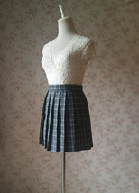 Gray Plaid Pleated Skirt Outfit Women Girl Petite Size Short Pleated Skirt image 4