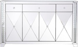Credenza Sideboard Modern Contemporary 60-In Clear Crystal Mirror - £1,565.64 GBP