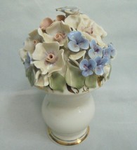 Fenix Porcelain Delicate 3D Flowers Figurine Kislovodsk Russia 5&quot; Tall - $18.69