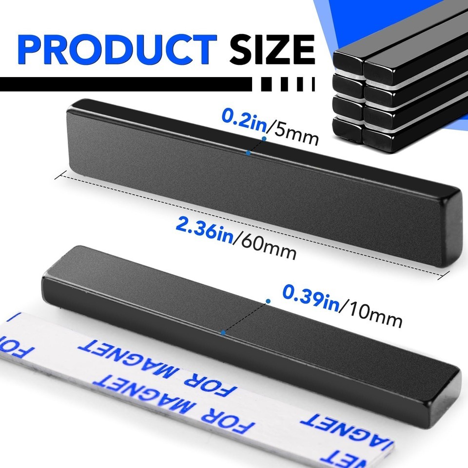 Durable Waterproof Neodymium Magnets with Double-Sided Adhesive - 60 x 10mm Item image 5