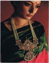 Postcard Traditional Indian Jewellery Necklace Emerald &amp; Ruby Gold Pendant - £7.94 GBP