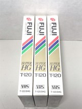 Lot Of 3 Blank Fuji Super Hg T-120 Vhs Videocassette Tapes For Vcr Sealed - £10.27 GBP