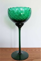 Vintage Empoli emerald green art glass optic pattern large goblet shaped... - $49.99