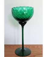 Vintage Empoli emerald green art glass optic pattern large goblet shaped... - £39.30 GBP