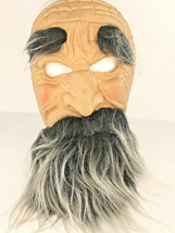 Vintage Halloween Latex Mask Creepy Old Man Fu Manchu Wrinkles Made in Korea - £31.84 GBP