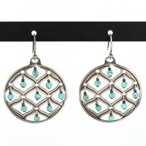 Retired Silpada Oxidized Sterling Disc Earrings with Howlite Bead Dangles W1682 - £31.11 GBP