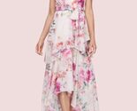 Sl Fashions Women's Floral-Print Chiffon High-Low Dress Size14US Pink/Wh... - $42.08